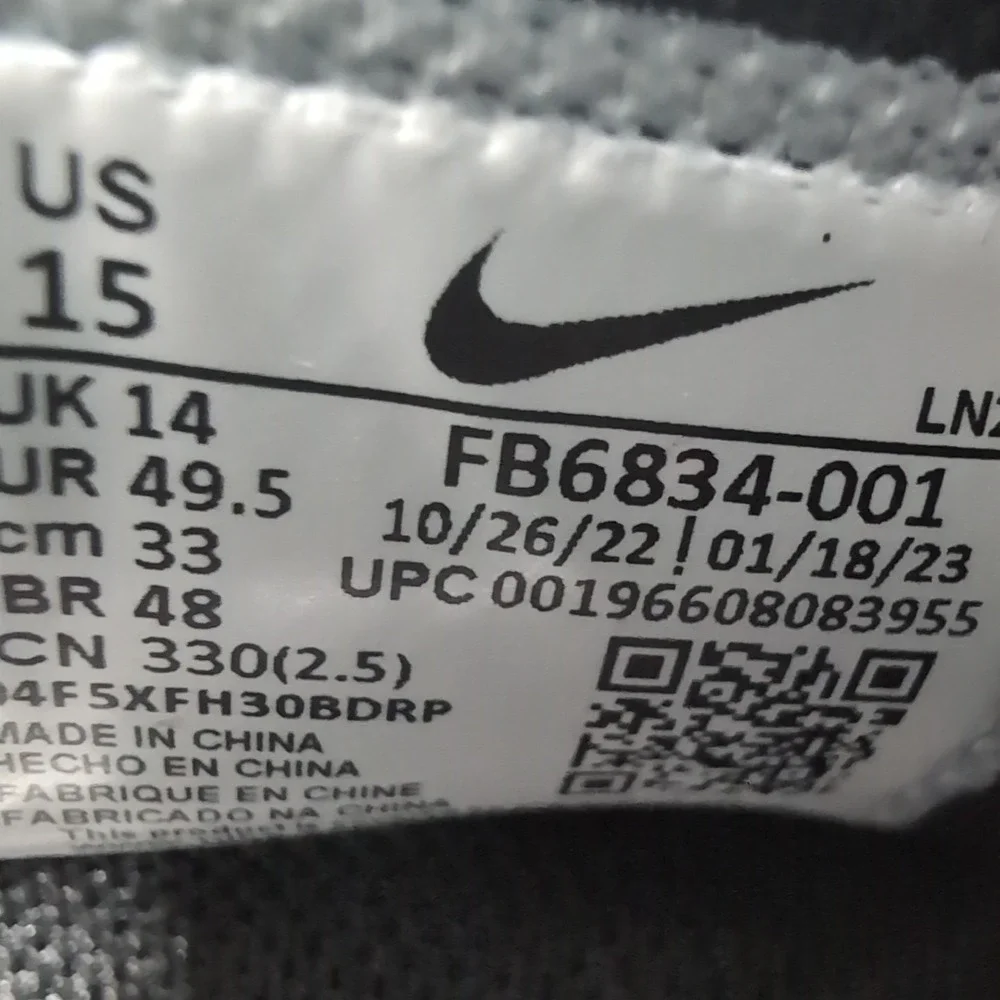 Nike Alpha Menace 4 Pro Football Cleats Black Grey White FB6834-001 Mens 15